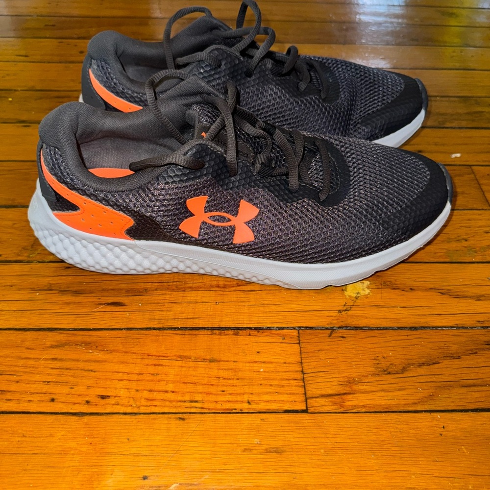 Under Armour Charcoal and Neon Orange Athletic Shoes